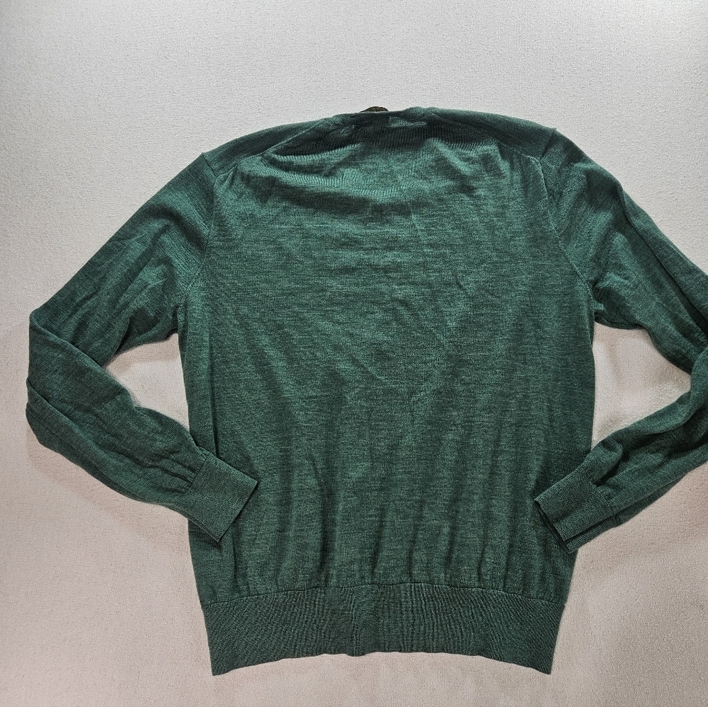 Polo Ralph Lauren Merino Wool Sweater XL Green V Neck - Picture 8 of 8